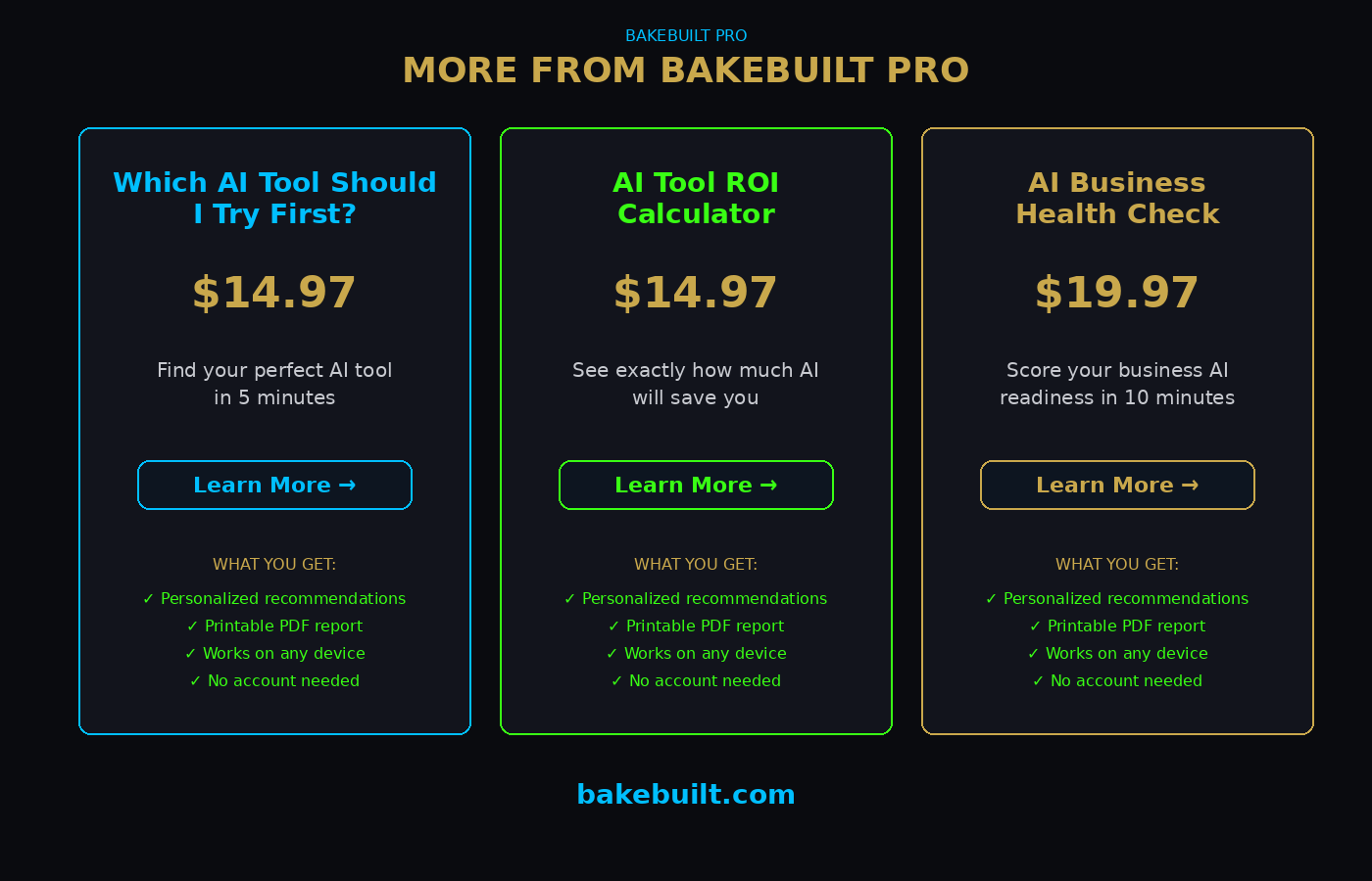 AI Chatbot Selector — more tools from BakeBuilt Pro