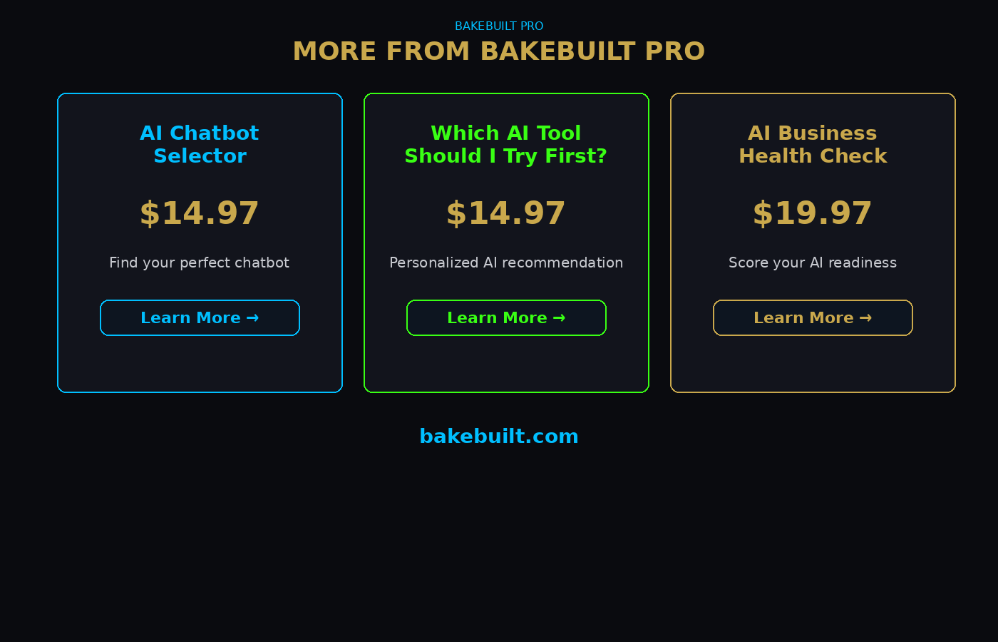AI Writing Tool Matcher — more tools from BakeBuilt Pro