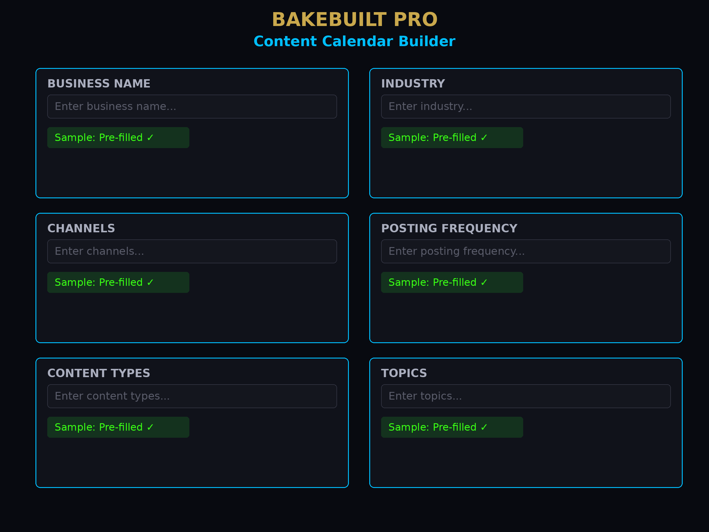 Content Calendar Builder — setup form