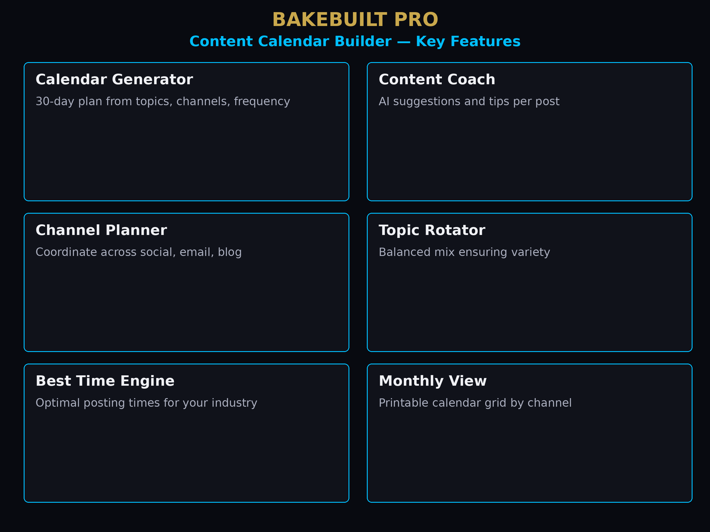 Content Calendar Builder — key features