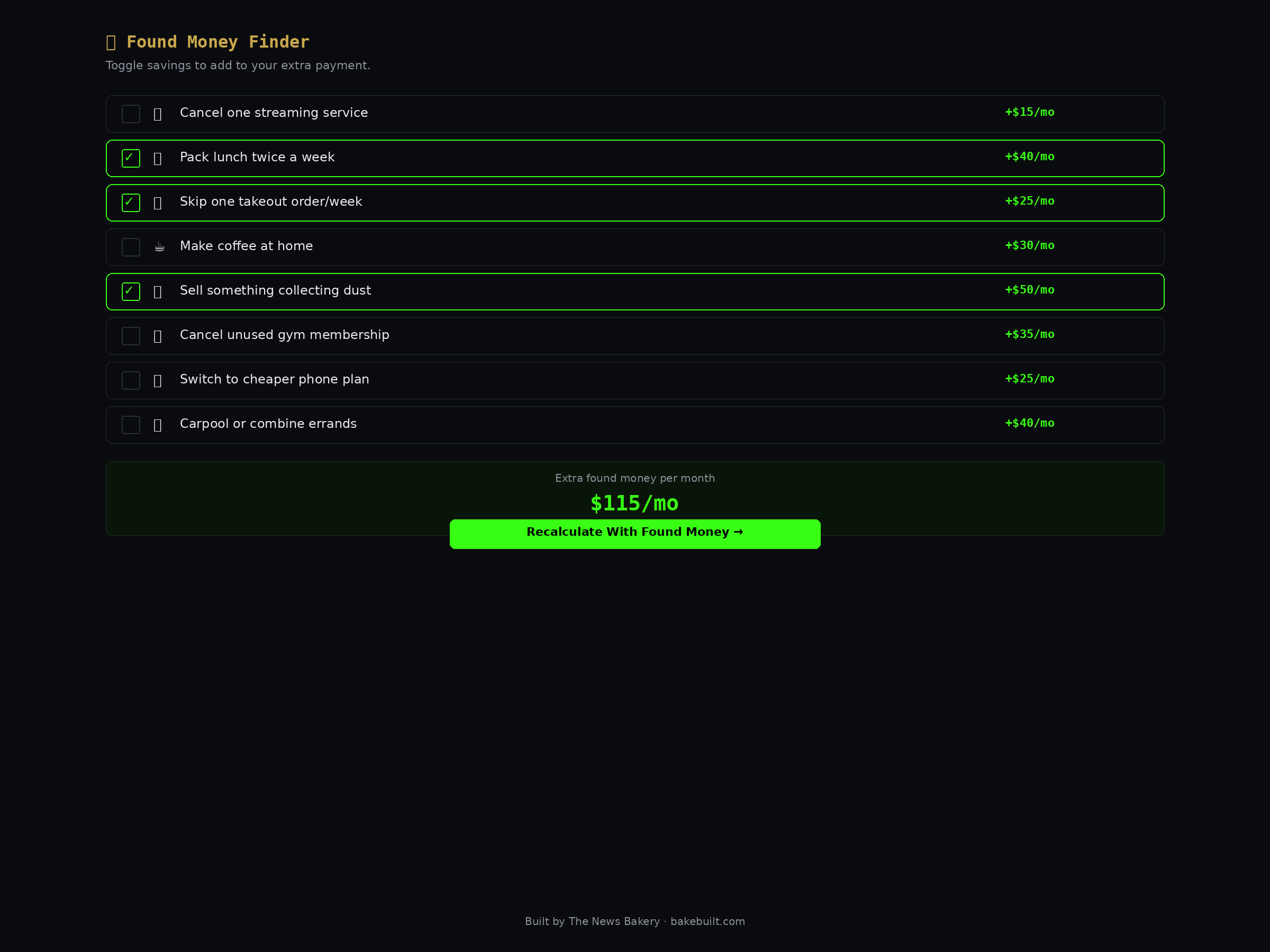 Debt Payoff Calculator — Found Money Finder