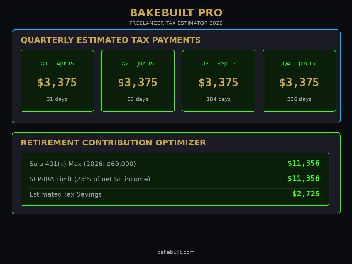 Freelancer Tax Estimator — quarterly payments and retirement optimizer