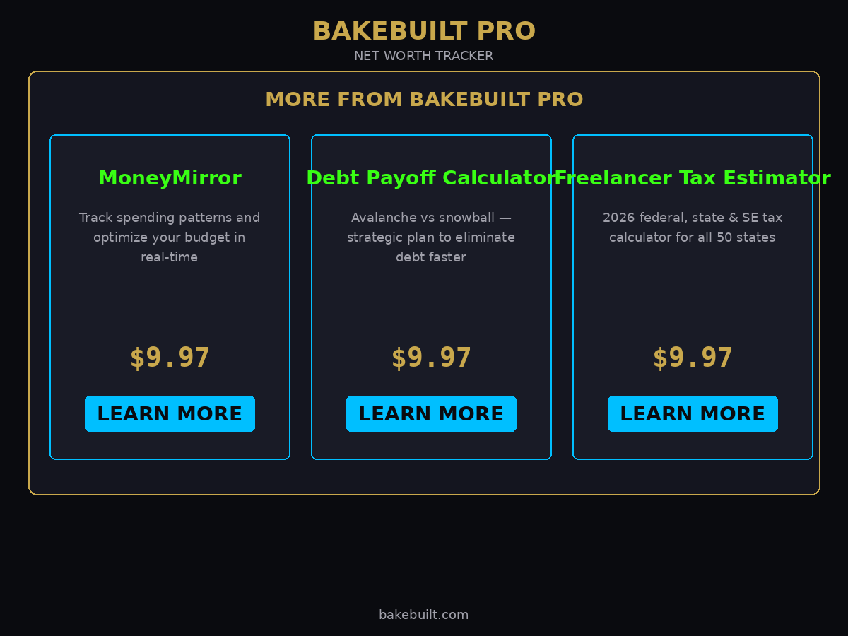 Net Worth Tracker — more tools from BakeBuilt Pro